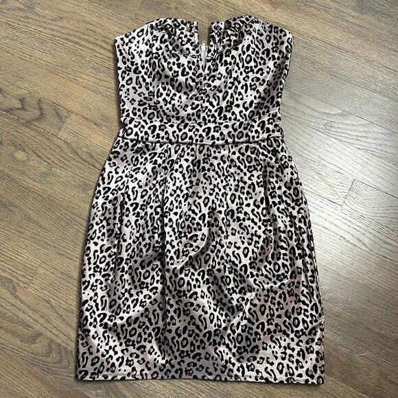 Tfnc london Stretch Cotton & Velvet Animal Print Strapless Mini Dress - Picture 2 of 8
